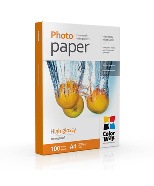 Фотопапір ColorWay глянцевий 260 г/м², A4, 100 арк. (PG260100A4)