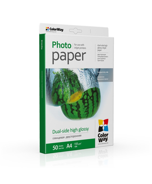 Фотопапір ColorWay глянцевий двосторонній 155 г/м², A4, 50 арк. (PGD155050A4)