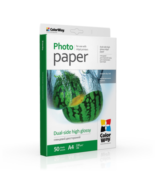 Фотопапір ColorWay глянцевий двосторонній 220 г/м², A4, 50 арк. (PGD220050A4)