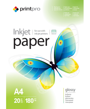 Фотопапір PrintPro глянцевий 180 г/м², A4, 20 арк. (PGE180020A4)
