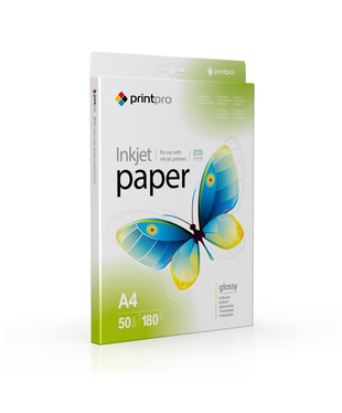 Фотопапір PrintPro глянцевий 180 г/м², A4, 50 арк. (PGE180050A4)