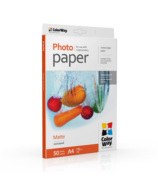Фотопапір ColorWay матовий 190 г/м², A4, 50 арк. (PM190050A4)