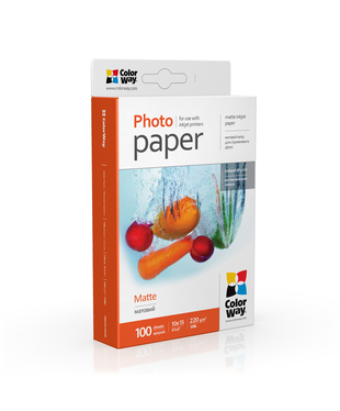 Фотопапір ColorWay матовий 220 г/м², 10х15, 100 арк. (PM2201004R)
