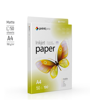 Фотопапір PrintPro матовий 190 г/м², A4, 50 арк. (PME190050A4)