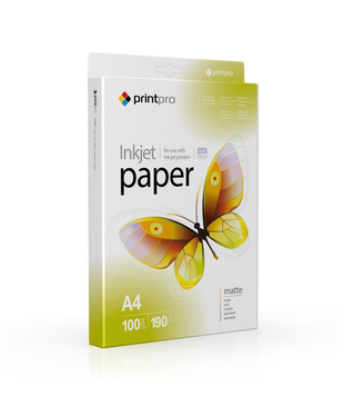 Фотопапір PrintPro матовий 190 г/м², A4, 100 арк. (PME190100A4)