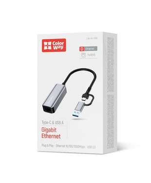 Адаптер мережевий ColorWay USB-A/USB-С 3.0 - RJ45 Gigabit Ethernet (CW-AD-CRG)