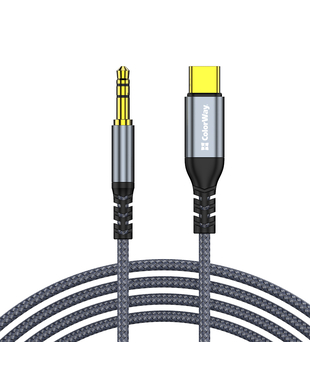 Адаптер-перехідник Colorway USB-C to 3.5 mm mini-Jack 1.2 м сірий (CW-CBPDJ071-G)