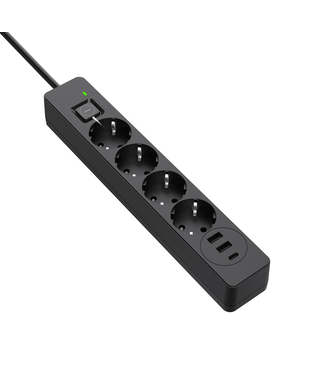 Мережевий фільтр-подовжувач СolorWay 4 розетки/3USB (2USB-A + 1 TYPE-C) (24W) Black 2M (CW-CHE432PDB)