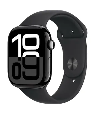 Apple Watch Series 10 GPS 46mm Jet Black Aluminum Case with Black Sport Band M/L MWWQ3