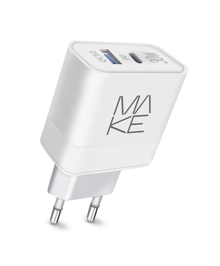 MAKE Зарядний пристрій 30W GaN PD + QC3.0 White