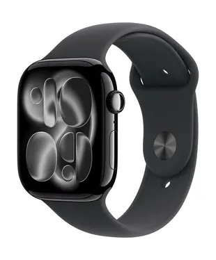 Apple Watch Series 11 GPS 42mm Jet Black Aluminium Case with Black Sport Band M/L MEQU4