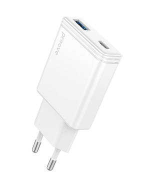 Мережевий зарядний пристрій Proove Slender 45W (Type-C + USB) White