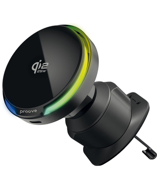 Автомобільний тримач з Бездротовим ЗП Proove Spark Qi2.2 25W Black