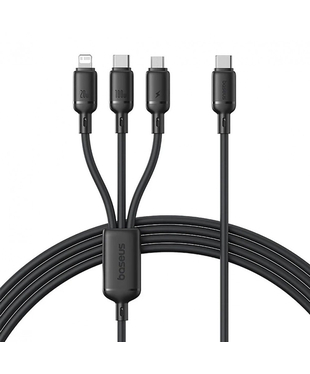 Кабель Baseus Silky One-for-Three Fast Charging Type-C to Micro USB+Lightning+Type-C 100W 1.5m Black