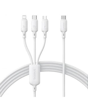 Кабель Baseus Silky One-for-Three Fast Charging Type-C to Micro USB+Lightning+Type-C 100W 1.5m White
