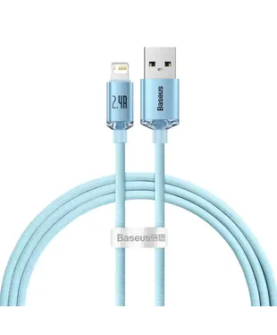 Кабель Baseus Crystal Shine Series Fast Charging Data Cable USB to iP 2.4A 1.2m Sky Blue (CAJY001103)