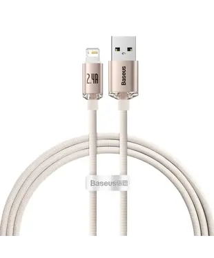 Кабель Baseus Crystal Shine Series Fast Charging Data Cable USB to iP 2.4A 1.2m Pink (CAJY001104)