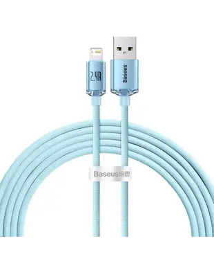 Кабель Baseus Crystal Shine Series Fast Charging Data Cable USB to iP 2.4A 2m Sky Blue (CAJY001203)