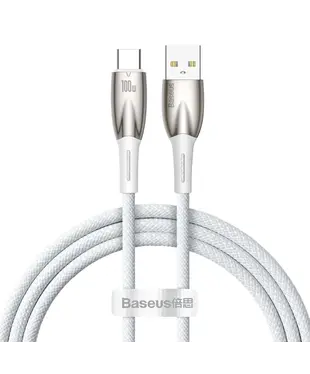 Кабель Baseus Glimmer Series Fast Charging Data Cable USB to Type-c 100W 1m White (CADH000402)
