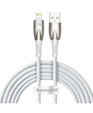 Кабель Baseus Glimmer Series Fast Charging Data Cable USB to iP 2.4A 2m White (CADH000302)