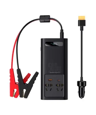 Автомобильный инвертор Baseus Super Si Power Inverter 500W (220V CN/EU ) Black (CGNB000101)