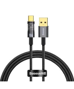 Кабель Baseus Explorer Series Auto Power-Off Fast Charging Data Cable USB to Type-C 100W 1m Black (CATS000201)