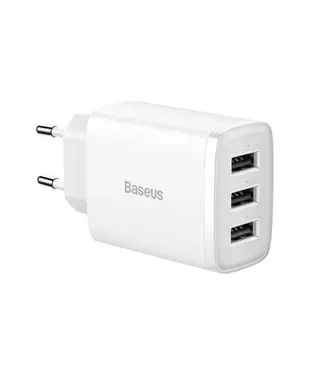 Мережевий зарядний пристрій Baseus Compact Charger 3U 17W EU White (CCXJ020102)