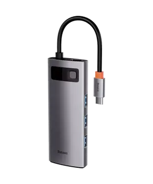 USB-хаб Baseus Metal Gleam Series 6-in-1 Multifunctional Type-C HUB Docking Station Gray (Type-C to USB3.0*3+PD*1+SD/TF*1) (WKWG030213)
