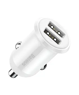 Автомобильное зарядное устройство Baseus Grain Pro Car Charger (Dual USB 4.8A ) White (CCALLP-02)