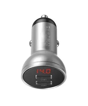 Автомобильное зарядное устройство Baseus Digital Display Dual USB 4.8A Car Charger 24W Silver (CCBX-0S)
