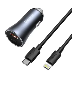 Автомобільний зарядний пристрій Baseus Golden Contactor Pro Dual Quick Charger Car Charger U+C 40W Dark Gray (TZCCJD-B0G)