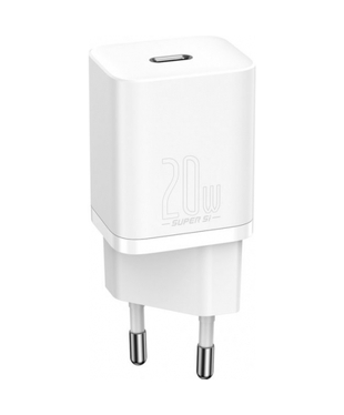 Сетевое зарядное устройство Baseus Super Silicone PD Charger 20W (1Type-C) White (CCSUP-B02), Цвет: Белый, Оригинальное название цвета: White