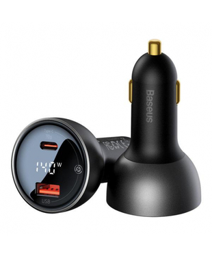 Автомобильное зарядное устройство Baseus Digital Display PD3.1 Dual Fast Charger Car Charger U+C 140W Set Obsidian Black (CGZX070001)