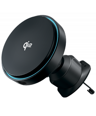 Автотримач для мобільного з бездротовою зарядкою Proove Light Circle Qi2 15W (чорний) (WHLC15010002)