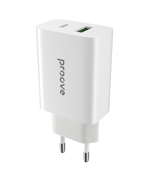 Мережевий зарядний пристрій Proove Rapid 20W (Type-C +USB) White