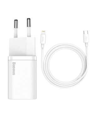 Мережевий зарядний пристрій Baseus Super Silicone PD Charger 20W (1Type-C) + With Cable Type-C to Lightning Black