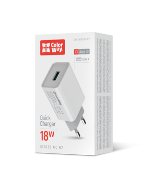Мережевий зарядний пристрій Colorway 1USB Quick Charge 3.0 (18W) White