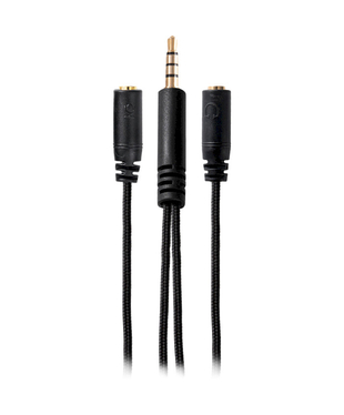 Кабель-переходник универсальный 0.2м x2*3.5мм female to 3.5mm male (ACC-214) черный