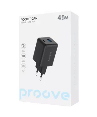 Сетевое зарядное устройство Proove Pocket Gan 45W Type-C + USB Black (WCPG45110001)