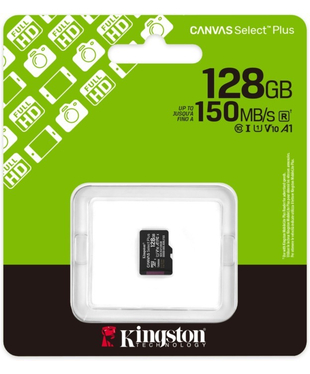 Карта пам'яті Kingston Canvas Select Plus Gen3 microSDXC 128GB Class 10 UHS-I U1 V10 A1 + SD-adapter (SDCS3/128GB)