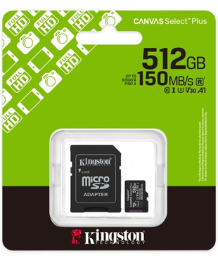 Карта пам'яті Kingston 512GB microSDXC Canvas Select Plus Gen3 (SDCS3/512GBSP)