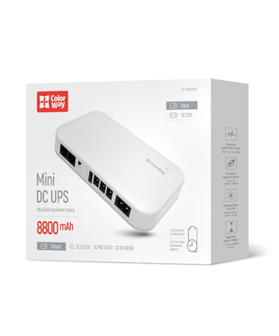 Джерело безперебійного живлення Colorway UPS for router 8800mAh 21W DC 5V/9V/12V/24V V2 (CW-PB088LI3WT), Цвет: Білий, Батарея, мAч: 8800