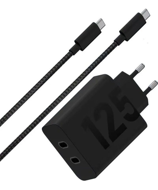 Зарядний пристрій MOTOROLA 125W GaN 2С + кабель 2m (PG38C06632) чорний