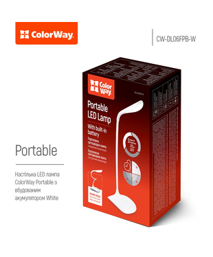 Настільна LED лампа ColorWay Portable & Flexible з вбудованим акумулятором біла (CW-DL06FPB-W)