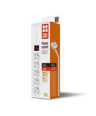 Мережевий фільтр СolorWay 5 розеток/5M White (CW-PSEA55W)