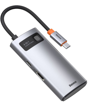 USB-Хаб Baseus Metal Gleam Series 4-in-1  Type-C (gray)