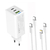 Мережевий зарядний пристрій ColorWay GaN Mini 65W PD Port PPS USB (USB-2C1A) cable Type-C&Lightning (CW-CHS058PDCL-WT), зображення 4