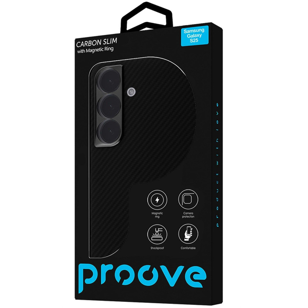 Чохол Proove Carbon Slim with Magnetic Ring Samsung Galaxy S25 Black, зображення 2