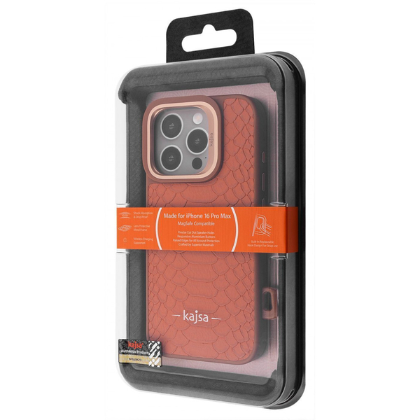 Чохол Kajsa Snake Pattern with Magnetic Ring iPhone 16 Pro Max Desert titanium, изображение 2