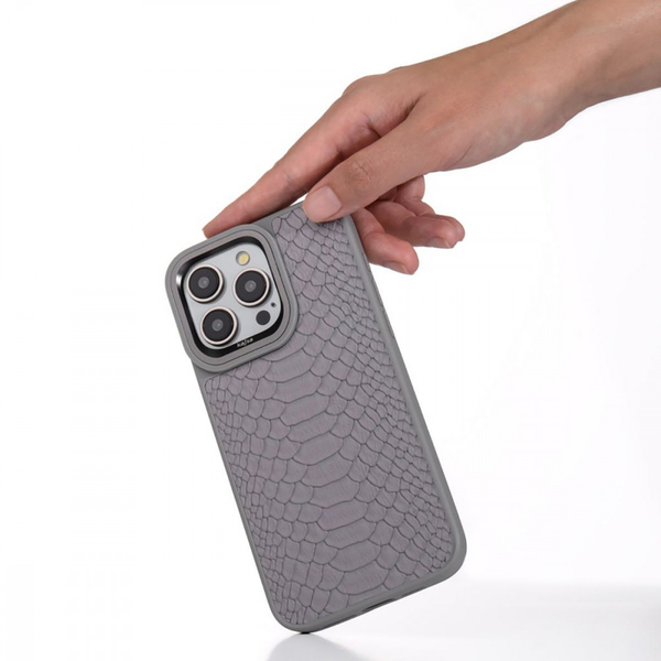 Чохол Kajsa Snake Pattern with Magnetic Ring iPhone 16 Pro Max Light gray, изображение 6
